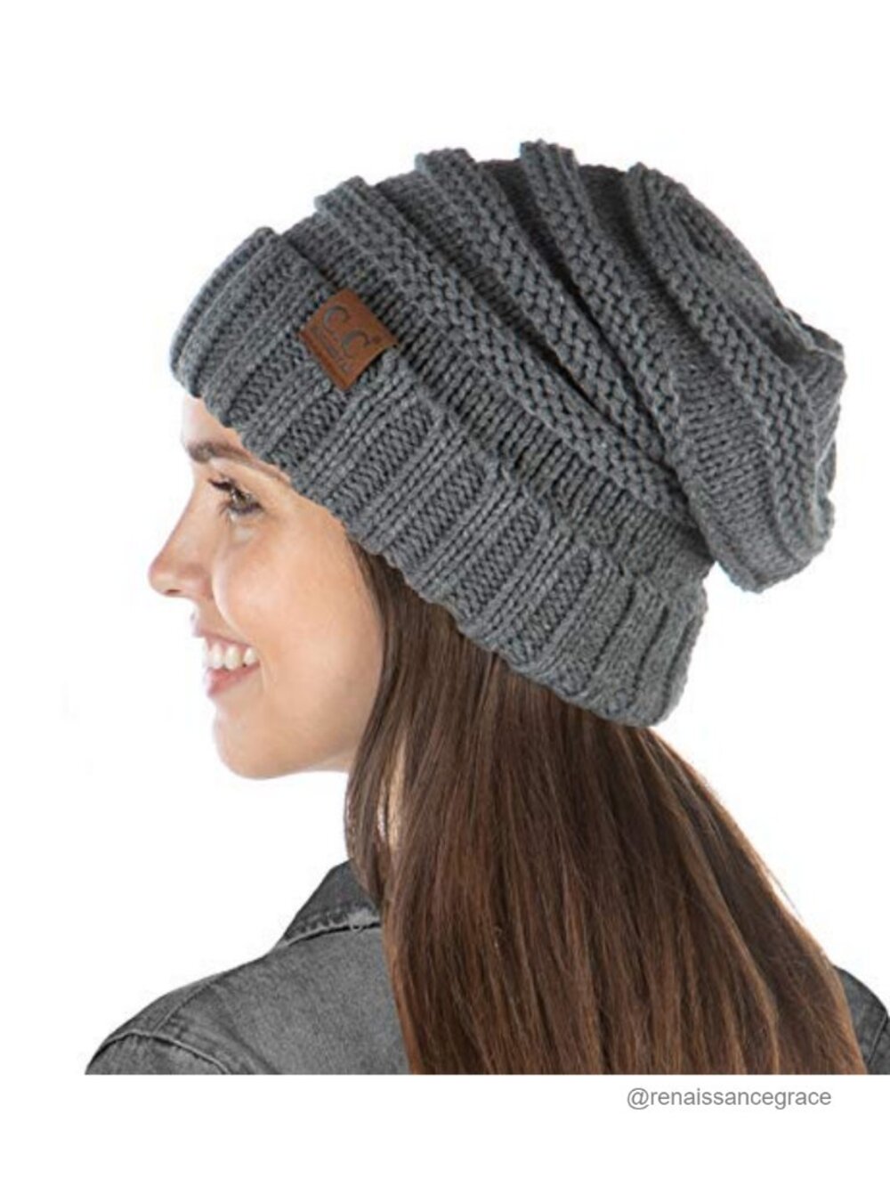 Slouchy Cable Knit Beanie Oversized Soft Warm Winter Hat